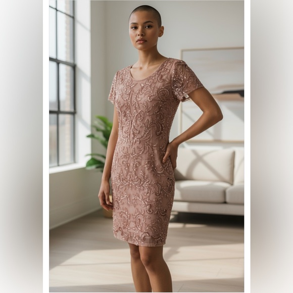 Nordstrom Beaded Mesh Cocktail Dress Sz6 NWT - Picture 1 of 6